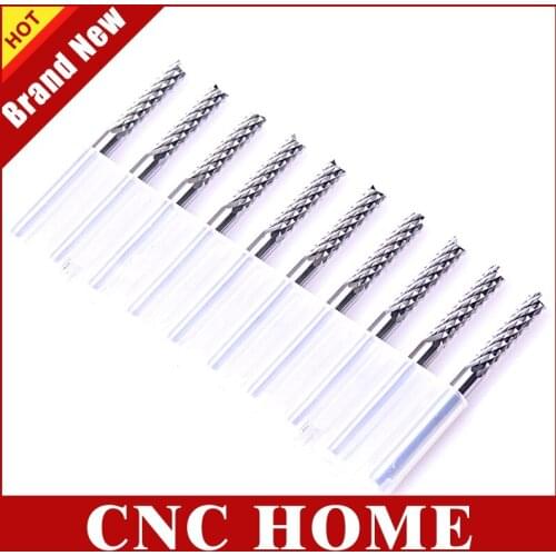 10pcs 3.175 x 15MM Carbide PCB Milling Cutter Corn Teeth End Mill Micro CNC Router Bits for phone circuit board epoxy cutting