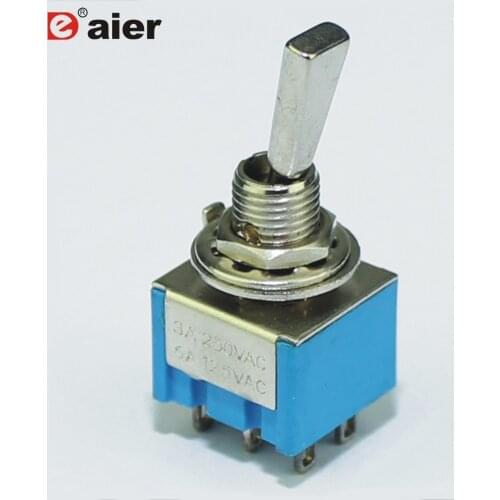 100PCS MTS-203-F1 ON-OFF-ON Miniature Toggle Switch with Metal Flat Lever