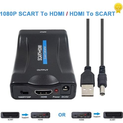 1080P SCART To HDMI / HDMI To SCART Compatible Video Audio Converter AV Signal Adapter Receiver for HDTV Sky Box STB TV DVD PS3