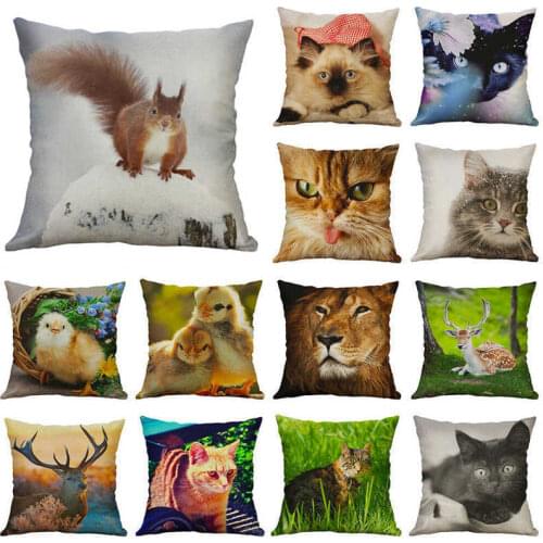 18" Cotton Linen Animal New Pillow Case Sofa Throw Home Decor Cushion Cover