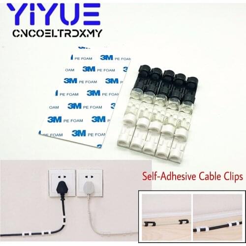 20pcs/pack Self-adhesive Wire Organizer Line Cable Clip Buckle Plastic Clips Ties Fixer Fastener Holder 3*1.1*1cm