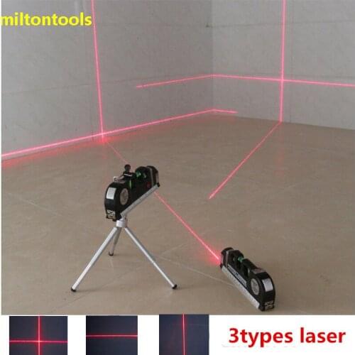 4 in 1 Accurate Multipurpose Laser Level Lever with tripod Cross Projects Horizontal Vertical Laser Light Beam Measure Tape