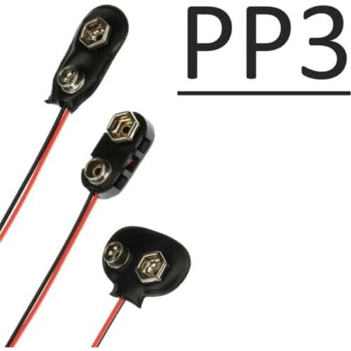 5pcs/lot PP3 9V battery connector clips with soft shell Battery Holder Clip Snap On Connector Cable Lead For Battery Storage Box