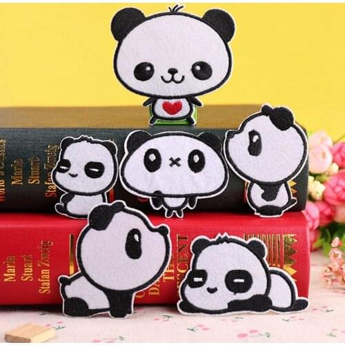 6pcs/Pack China Pandas Embroidery Patch Fabric Sticker For DIY T-Shirt Clothing Bags Decoration Repairing Adhesive Label