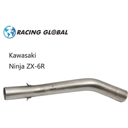 ALCON-Motorcycle Full System Exhaust Middle Pipe Stainless Steel Fit 51MM Exhaust For KAWASAKI ZX6R ZX-6R 2009-2014 Racing