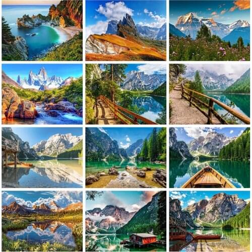 5D DIY Diamond Painting Full Drill Square Mountain Cross Stitch Kits Diamond Embroidery Sale Landscape River Mosaic Home Decor