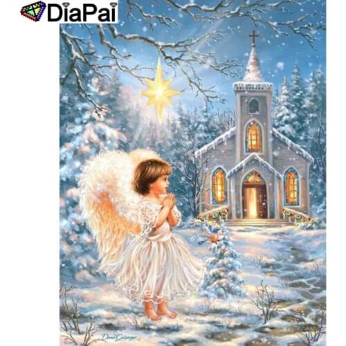 DIAPAI 5D DIY Diamond Painting 100% Full Square/Round Drill "House angel child" Diamond Embroidery Cross Stitch 3D Decor A27787