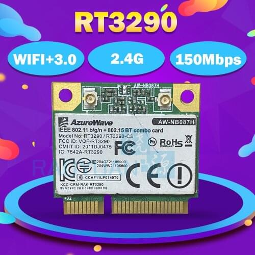 AzureWave AW-NB087H-LE RT3290LE RT3290 150Mbps 802.11b/g/n Half Mini PCIe PCI-Express BT3.0 Wlan Wireless Wifi Card