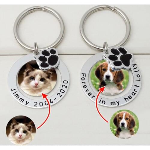 Custom Dog Photo keychain,Personalized Cat Picture Keyring,Pet Photo Key Chain,Pet Memory Gift