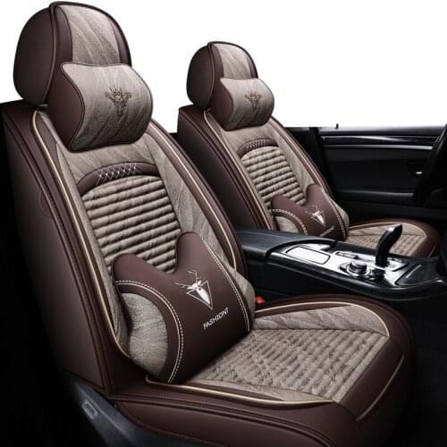 ZHOUSHENGLEE Linen Flax Car Seat Cover for Dodge all models journey Journey ram aittitude caravan caliber car accessories