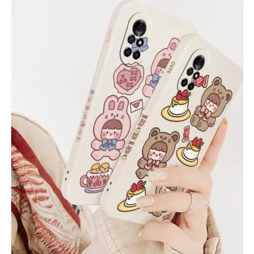 Cake Bunny Phone Case For Huawei Nova8 8Pro 8SE Nova 7 7Pro 7SE 6 6se 5 5Pro 5Z 5I 5Ipro 5T 4 4E Liquid Silicone Cover