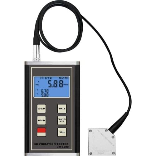 Digital VM6380 Vibration Meter 3D Piezoelectric Vibrometer VM-6380 for Periodic Measurements Tester