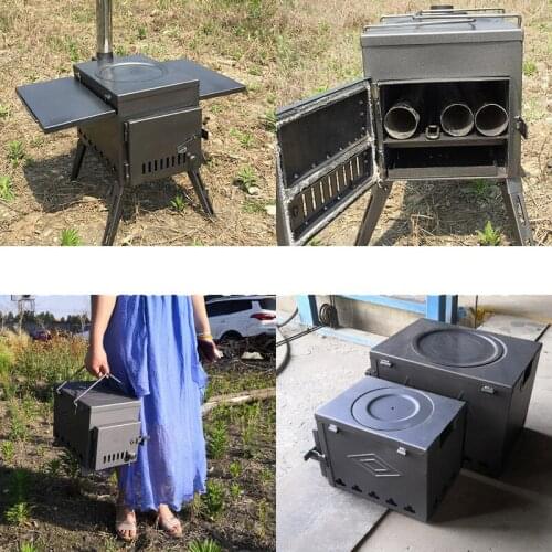 Stainless steel Wood stove outdoor portable field stove camping fishing tent heating stove Boiling water Frying Cooking stove