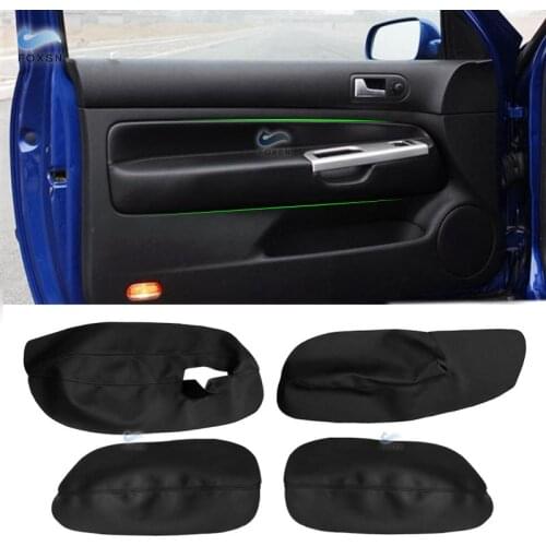 For VW Golf 4 MK4 Jetta 1999-2005 ONLY 3 DOORS Car Microfiber Leather 4pcs Door Armrest Panel Cover Protective Trim