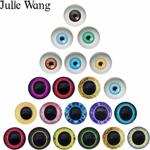 Julie Wang 6-30mm In Pairs Dragon Eyes Cabochons Flatback Round Pupil Glass Human Doll Eyes Round Jewelry Making Accessory