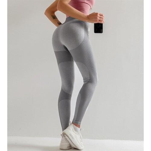 Europe And America New States Sexy Peach Hip High Waist Seamless Yoga Pants Womens Knitted Breathable Belly Yoga Fitness Pants