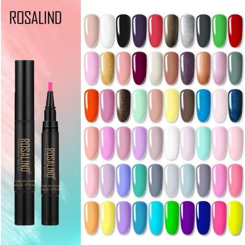 ROSALIND Nail Gel Polish Pen Bright Soak Off Lacquer Color Neon Varnish UV Semi permanent Art Base Primer Extension Nails Pen