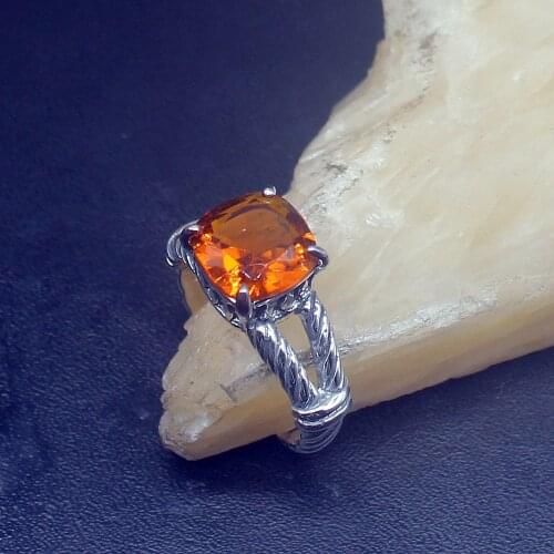 Gemstonefactory Jewelry Big Promotion Single Unique 925 Silver Sunny Hot Honey Topaz Women Men Gifts Rings 9# 20213051