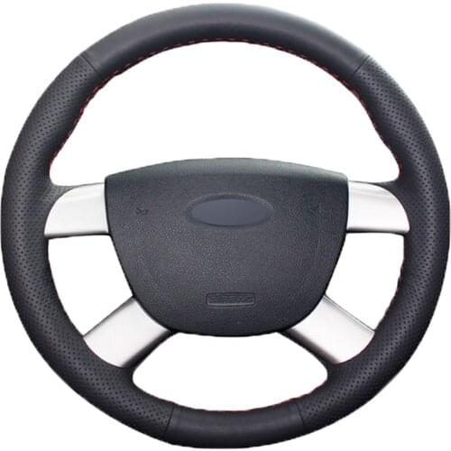 Black PU Faux Leather DIY Hand-stitched Car Steering Wheel Cover for Ford Kuga 2008-2011 Focus 2 2005-2011 C-MAX 2007-2010