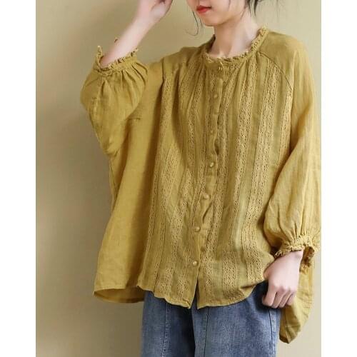 Женские большие рубашки Johnature China At AliExpress