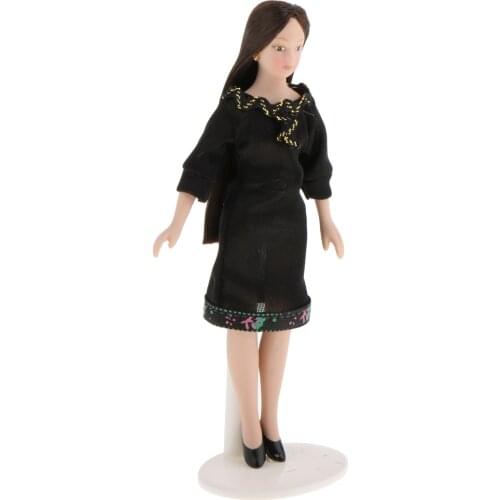 Dollhouse Miniature Porcelain Doll Pretty Career Woman in Clothes People Figures