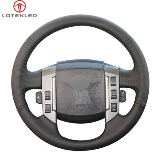 LQTENLEO Black PU Artificial Leather DIY Hand Sew Car Steering Wheel Cover For Land Rover Old Range Rover Sport 2005-2008