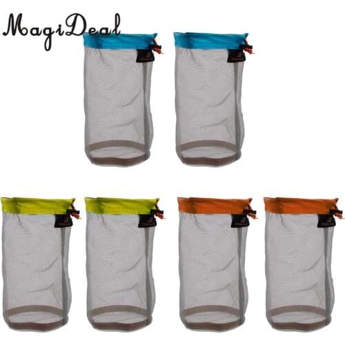 MagiDeal 6 Pieces Ultra Light Mesh Stuff Sack Storage Bag Pouch for Tavel Camping sleeping bag