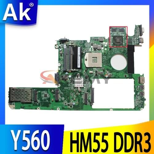 Akemy laptop motherboard For Lenovo y560 HM55 DDR3 HD5730 11S1102136 DAKL3AMB8G1 DAKL3AMB8D0 DAKL3AMB8E0 DAKL3AMB8E0 free cpu