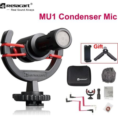 Relacart MU1 Condenser Microphone Shotgun Video Mic Universal Recording Microphone for DSLR Camera Smartphones Tablet