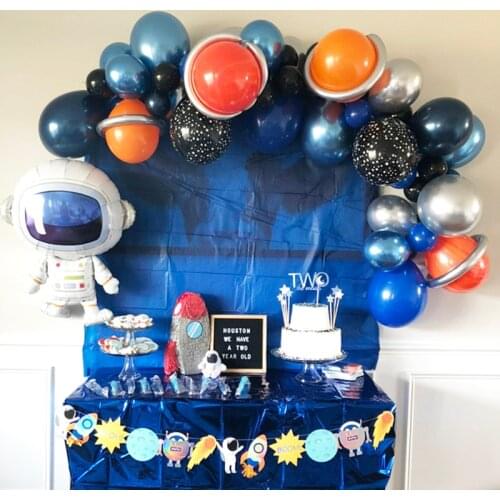 Arch Outer Space Galaxy Themed Astronaut Themed Balloon Garland Kit Chrome Silver Astronaut Roket Balloon Boys' Birthday Party