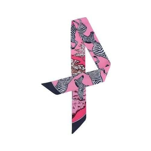 85*5cm New All-match Zebra Prints Silk Scarf Variety Magic Binding Bag Handle Ribbon Female