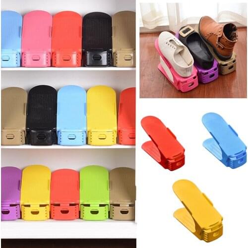 6pcs/lot magic shoe rack Organizer Space Saving Shoes 3 files adjust Storage Holder Height Adjustable Magic 2 Tier Antiskid Gift