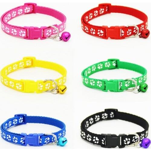Pet Dog Collar Bell Flower Necklace Collar For Small Dog Puppy Buckle Cat Collar Bell Footprint Pet Supplies Dog Accessories