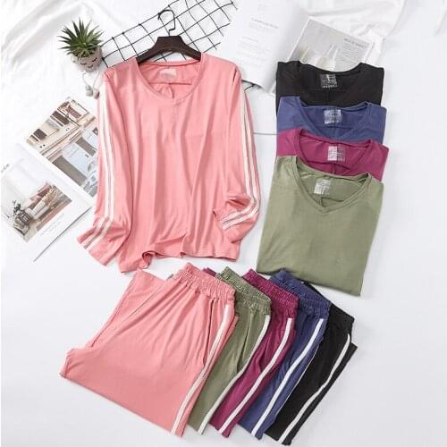 Pajamas Suit Women Spring Autumn Modal Cotton Long-Sleeve Korean Style Home Wear Loose Large Size Thin Comfortable Madam Pyjamas