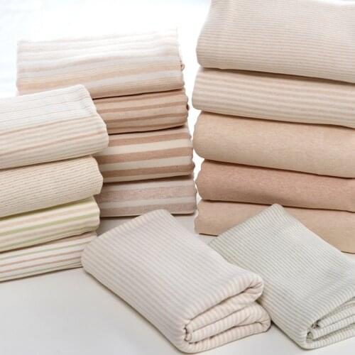 Half meter organic pure cotton natural colored cotton stripe infant baby knitted fabric A grade screw thread jersey cloth T1130