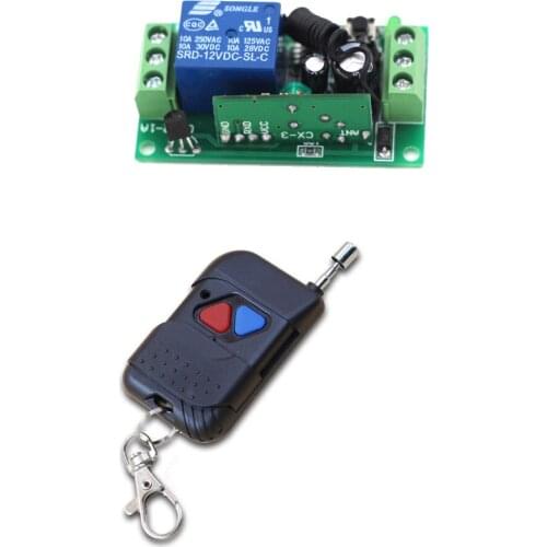 DC12v 10A relay 1CH wireless Remote Control RF Remote Control Switch teleswitch Transmitter+ Receiver Fixed code 315/433MHZ
