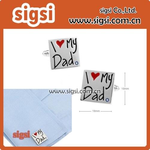 Silver Copper Mens Wedding Cufflinks Novelty Rare Fancy I Love My Dad cuff links