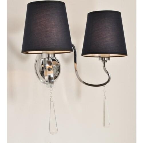 Modern Brief Crystal Fabric Shade Wall Lamp E27 Light Source Diameter 46cm Living Room\Bedding Room\Balcony Light Free Shipping