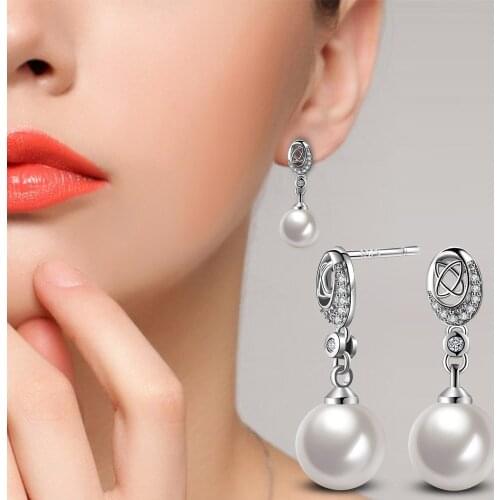 Trending Now 4 Color Romantic Geometric Statement Earrings for Women Pearl Beads Brand Jewelry ED1