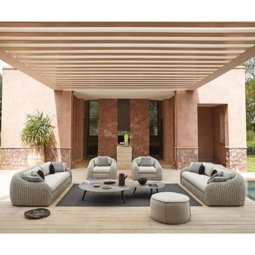Simple design comfortable outdoor furniture big hand woven rope garden furniture