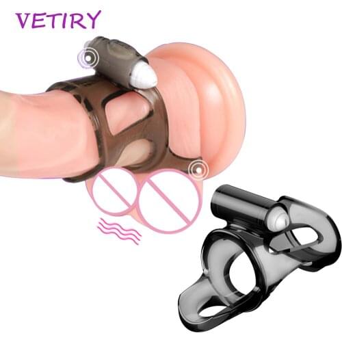 Vibrator Penis Ring Cock Ring Scrotum Bind Sex Toys for Men Erection Dual Ring Delay Ejaculation Penis Enlargement Sex Shop