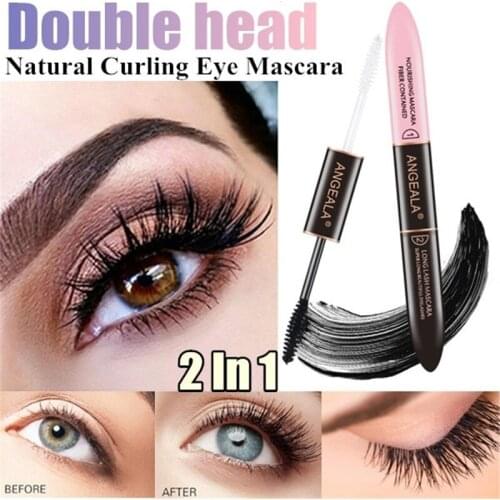 1Pc Waterproof 4D Silk Thick Fiber Volume Mascara Double-Headed Length Curly Mascara Quick Dry Portable Lash Makeup Tool