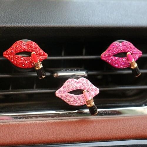Air Outlet Aromatherapy Clip Car Perfume Clip Diamond Red Lips Clips Perfume Air Freshener Air Conditioning Clip Accessories