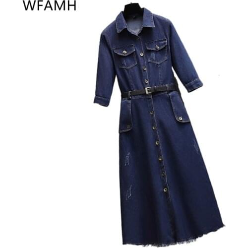 Модные джинсовые платья Wfamh China At AliExpress