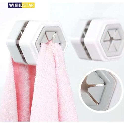 WIKHOSTAR 1/2/3 Pcs Towel Holder Punch Free Towel Rack Kitchen Storage Hooks Washing Cloth Hanger Rack Bathroom Organizer
