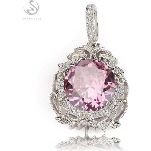 SHUNXUNZE couple jewellery pendants charms gifts Engagement Wedding career Rainbow Pink Cubic Zirconia Rhodium Plated R523 R3594