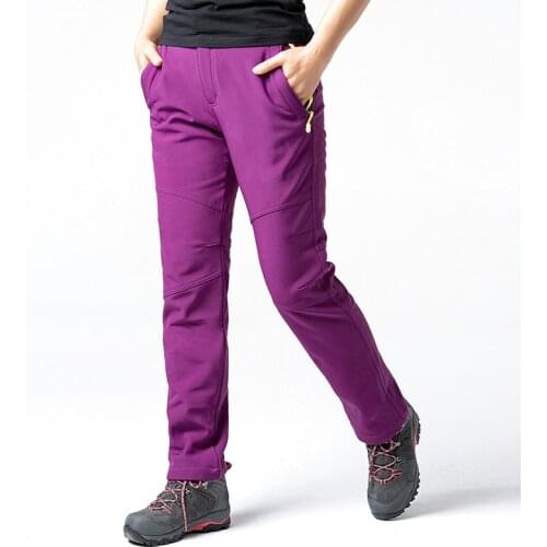 Clorts Winter Waterproof Hiking Pants Soft Fleece Warm Outdoor Trekking Pants Womens Fashion Mountain Sports Pants Breathable