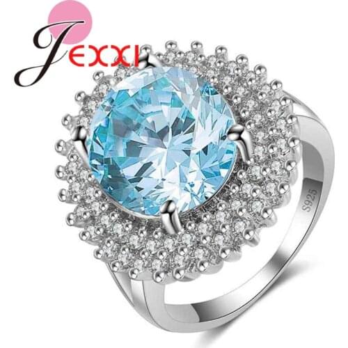 Luxury Brand Fashion 925 Sterling Silver Bridal Ring for Women with Paved Micro Zircon Crystal Wedding Jewelry