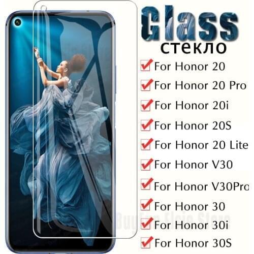 1/2PCS Tempered glass on the for huawei honor 20 20s 20e 20 pro 20i 30 30i 30s v30 10i 10 lite light film screen protector glass