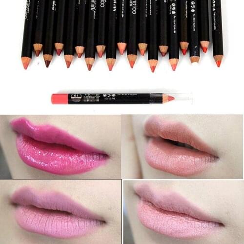 1Pcs Wooden Lipstick Pen Professional Waterproof Silky Moisturizing Lip Liner Women Contour Makeup Lipstick Cosmetic Tool TSLM2